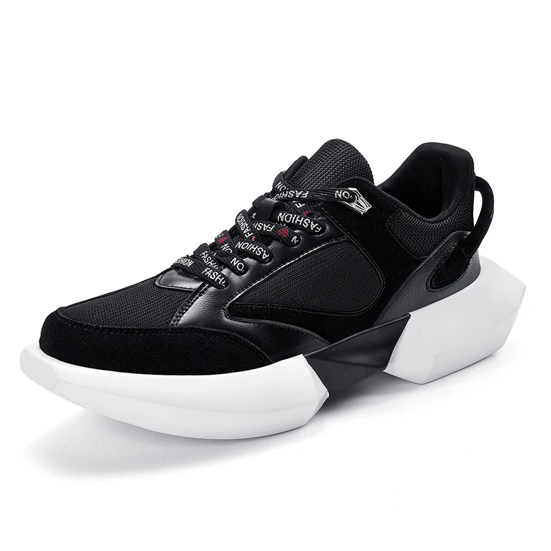 Новые цветные мужские кроссовки для бега, увеличивающие рост, спортивные мужские кроссовки, дышащие, Zapatillas, для прогулок, бега - Цвет: Black