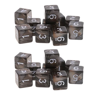 

20pcs 6Sided 16mm Dice D6 Polyhedral Game Dice for Dungeons and Dragons MTG RPG Party Table Games Boad Games Gray Coffee