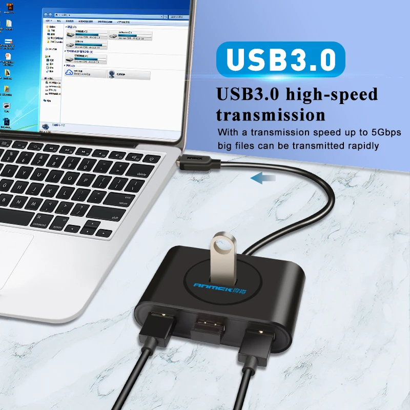 Anmck usb-хаб USB 3,0 USB C концентратор для MacBook Pro поверхностный концентратор USB Type C USB 2,0 адаптер с Micro USB для компьютера USB разветвитель