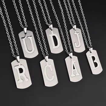 

NIUYITID Titanium Steel Initial Letter Pendant Necklace Men Hiphop Capital Name Male Jewelry Three Way to Wear
