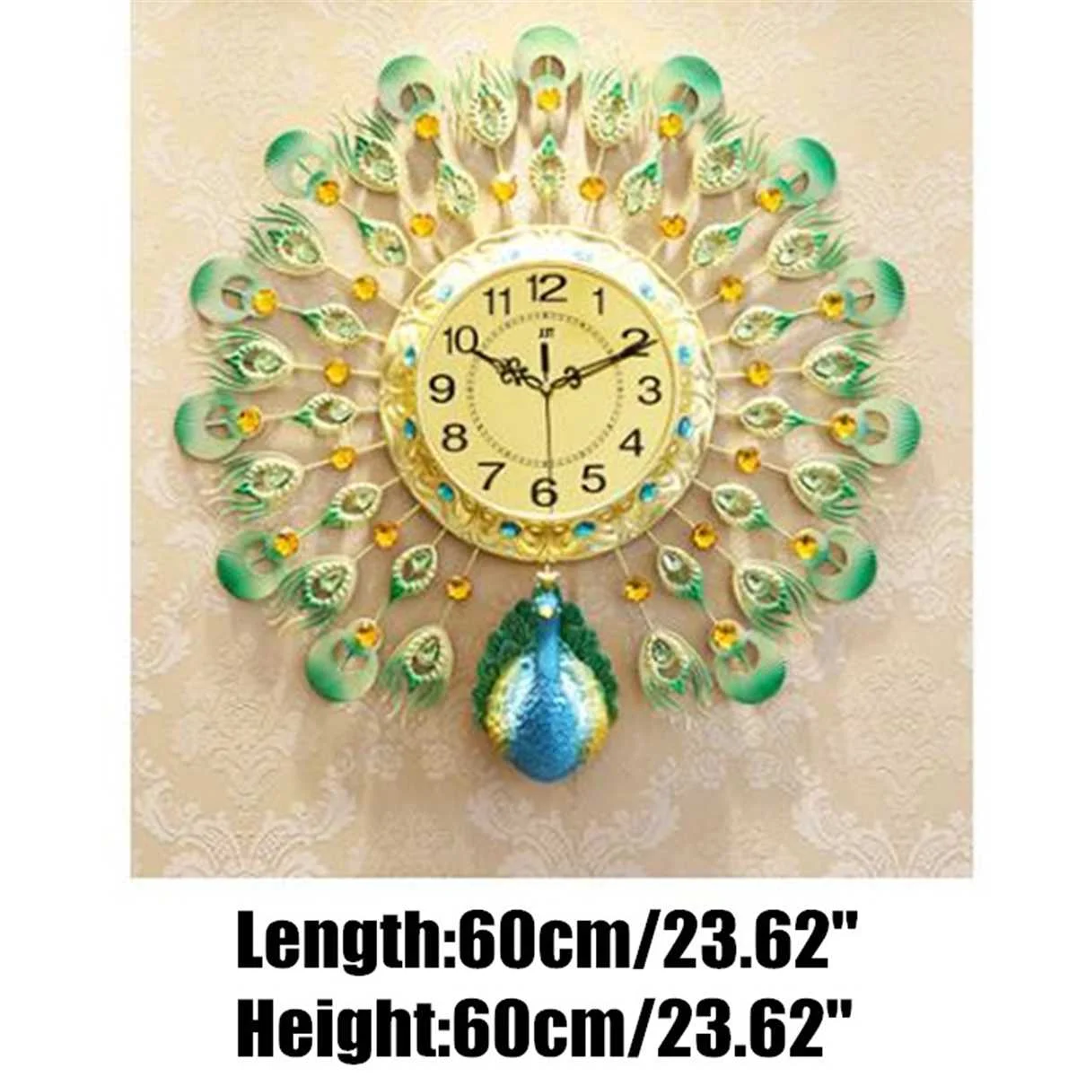 Free Shipping Peacock Big Large Wall Clock Modern Design Clock Luxury Wall Watch Home Living Room Decoration Silent Quartz