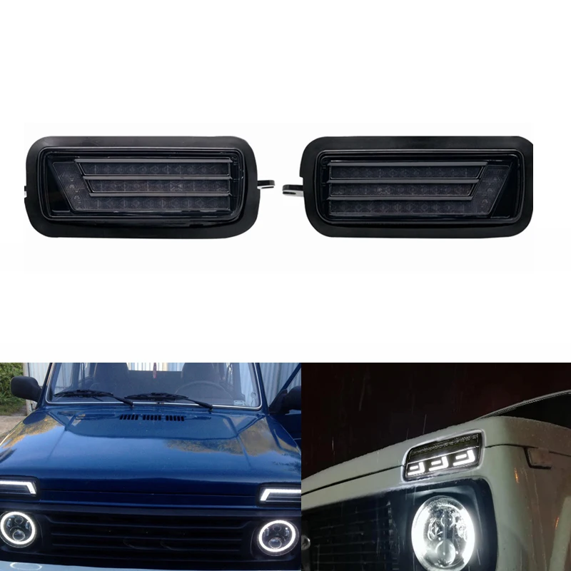  2Pcs Led Daytime Running Light for Lada Niva 4X4 1995+ with DRL Turn Signal Light Car Headlight - 4000279459917