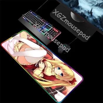 

XGZ Large RGB Gaming Mouse Pad Precision Lock Edge Anime Sexy Big Chest Sister Custom Home Computer Desk Mat Rubber Non-slip Xxl