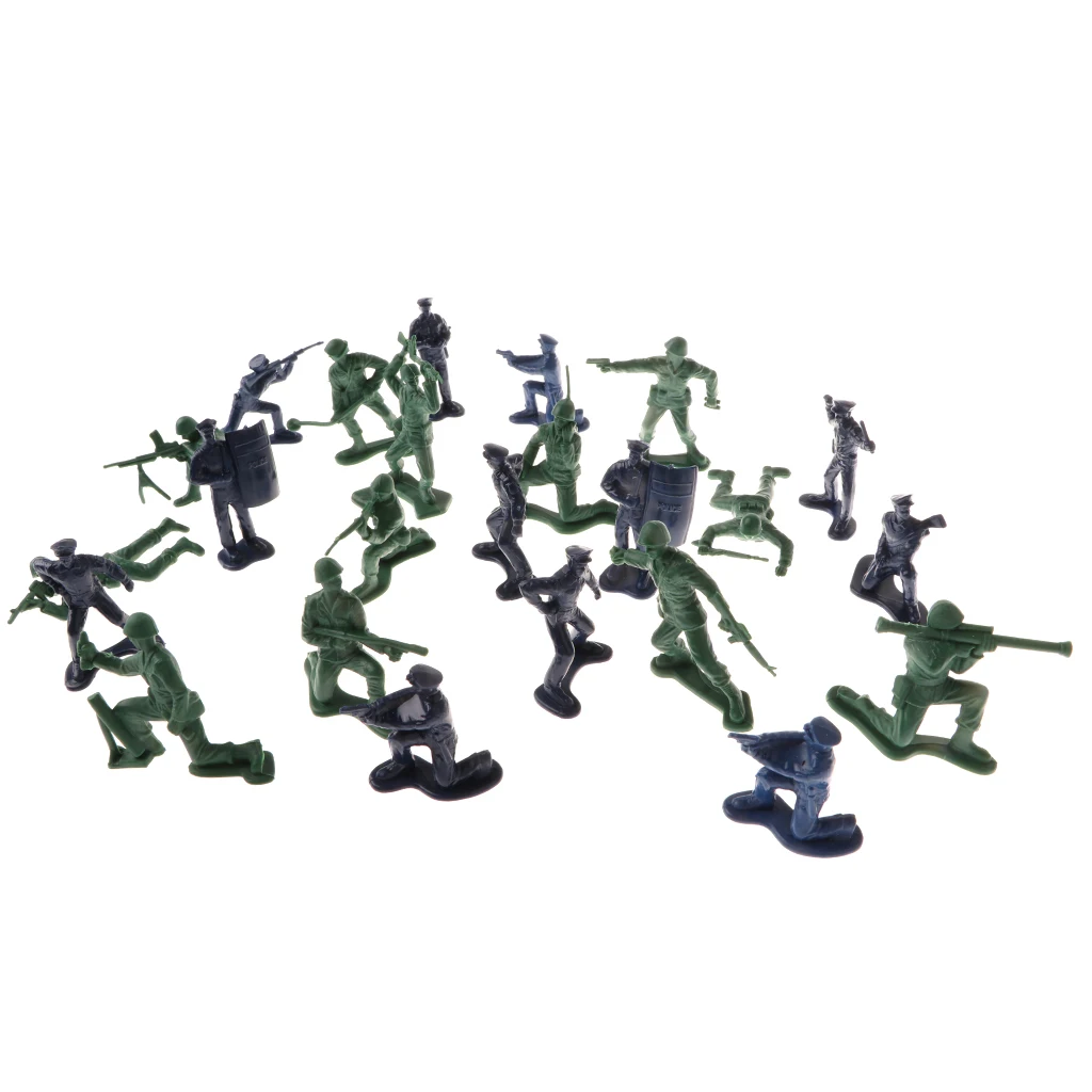 24pcs Plastic Army Playset 5cm Soldier & Police Army Men Action Figures Collectibles Gift