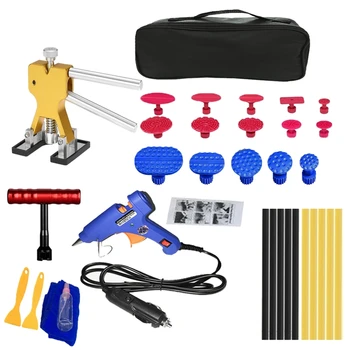 

32Pcs/Set 12V Glue-Gun Metal Dent Lifter-Glue Puller Tab Car Hail Removal Paintless Car Painless Dent Repair Tools Kit