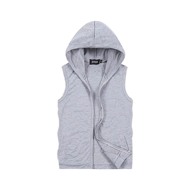 Light gray Мужской однотонный жилет, модные пальто размера плюс, кардиган в стиле хип-хоп, худи размера M-5XL, толстовки без рукавов, мужская спортивная одежда, мужские куртки - Цвет: Light gray