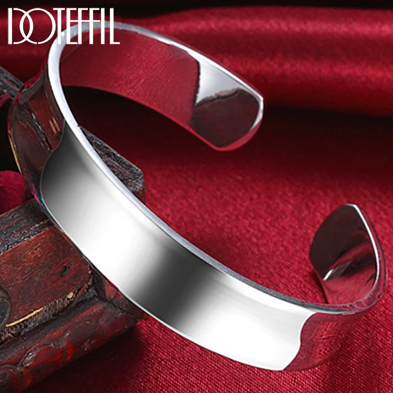 

DOTEFFIL 925 Sterling Silver Round Smooth 7mm Adjustable Bracelet Bangles For Woman Fashion Wedding Engagement Party Jewelry