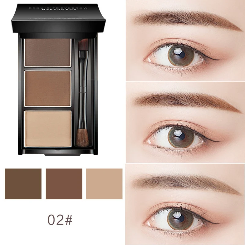 3 цвета карандаш для бровей Макияж коричневый натуральный палитра Eyebrowpowder палитра 3D тени стойкий водонепроницаемый с кистью Косметика