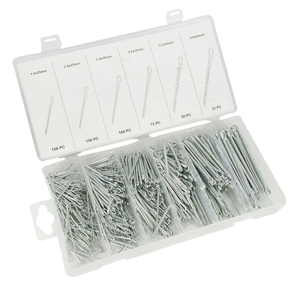 【USA】Practical 555pc Industrial galvanized Cotter Pin Assortment Clip Key 