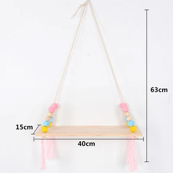 

Decor Tassels Storage Shelf Rack Wall Hanging Wood Toys Model Baby Kid Room Wooden Thread Rack And Organizer Solid Wood Shelf