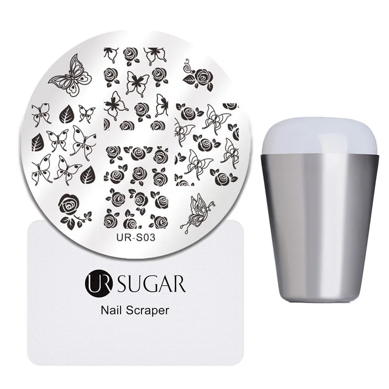 Ur Sugar 4 шт. штамповочная пластина для полировки стемпер скребок для дизайна ногтей пластина инструмент для печати изображений инструменты для маникюра DIY дизайн - Цвет: 3pcs