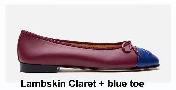 burgundy blue toe Женские балетки из натуральной кожи на плоской подошве; вязаная шляпа с бантом; женские балетки; Zapatos De Mujer sapato feminino; Прямая поставка - Цвет: burgundy blue toe