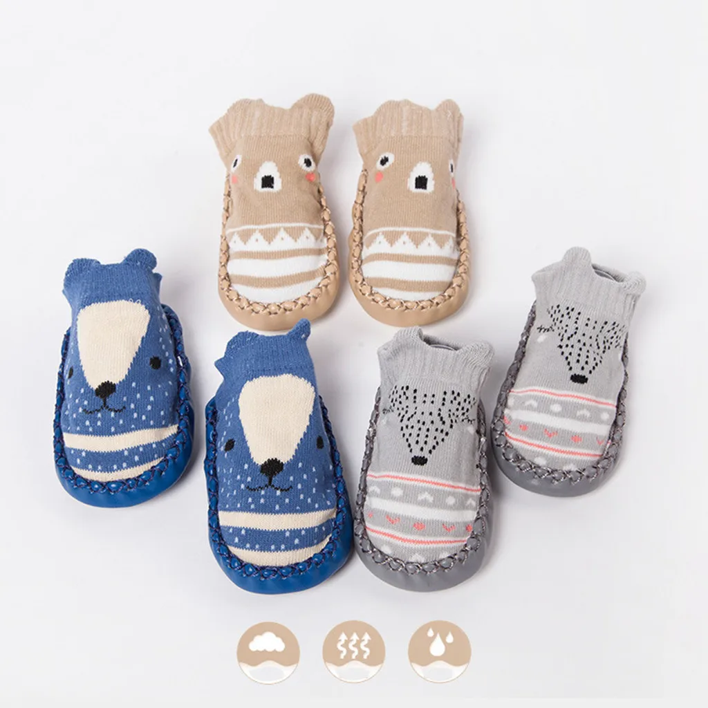 Toddler Non-Slip Boot Socks Kids Baby Cartoon Warm Shoes Anti-slip Slipper Exoti 