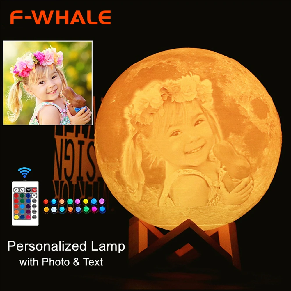 star night light Dropship Photo/Text Custom Moon Lamp Night Light 3D Print Rechargeable Personalized Timing Moon Light Gift for Kids,Girlfriend childrens night lights