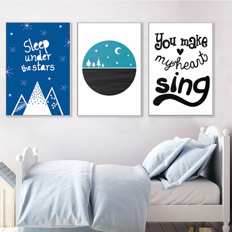 Cartoon-Sleep-Under-Stars-Moon-Blue-Sky-Nursery-Decor-Canvas-Paintings-Nordic-Poster-Print-Wall-Art (1)