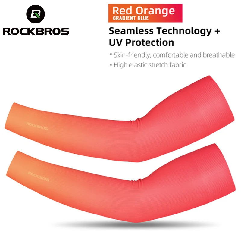 ROCKBROS Cycling Arm Sleeves Sun Protection Anti-UV Ice Silk Seamless Arm Cover