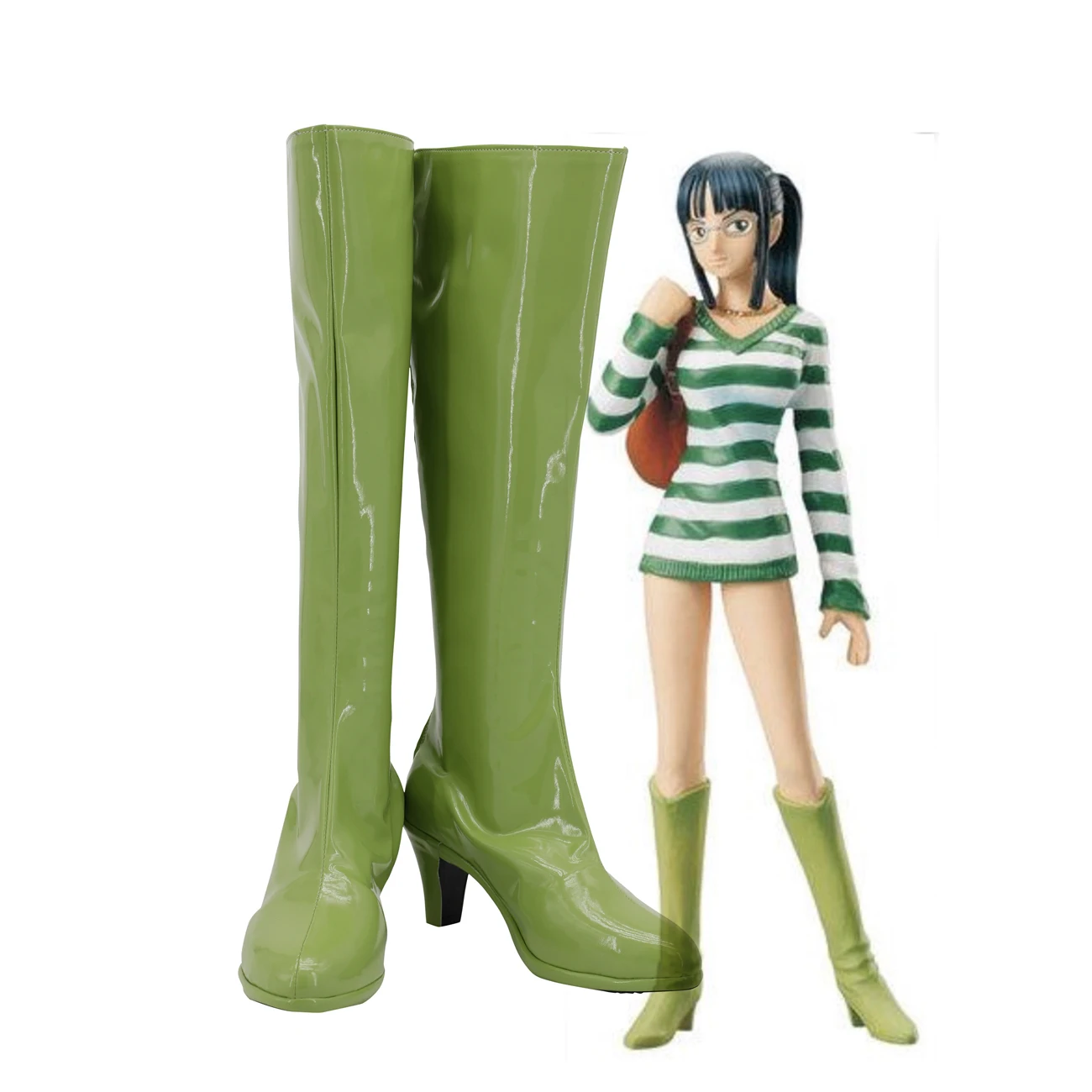 Зеленая обувь Nico Robin для косплея цельная женская на высоком каблуке