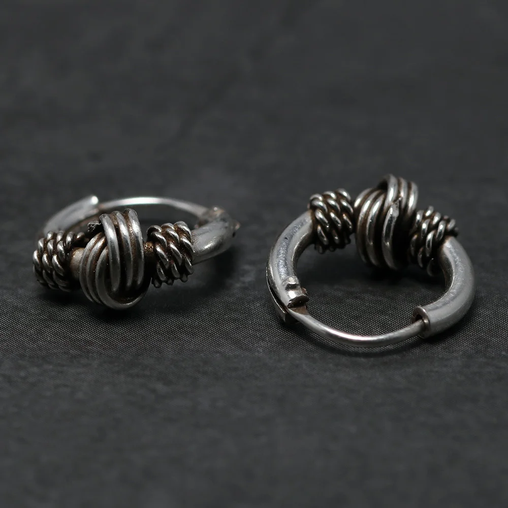 Костяные серьги для ушей, 925 пробы, серебряные серьги-кольца для женщин, Пряжка для ушей, маленькие серьги для ушей, мужские ретро панк ювелирные изделия