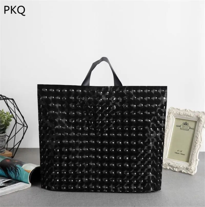 Black-e 50 шт. 35*25 8 см большие пластиковые пакеты с ручкой экологичная Упаковка для хранения Сумка переноска подарочная сумка - Цвет: Black-e