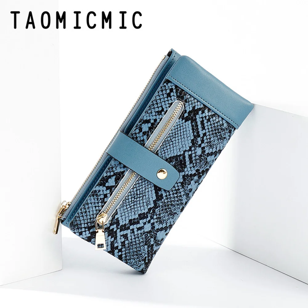 

2019 Snake PU Leather Zipper Long Women Wallet Phone Bag Luxury Brand Wallets Designer Purse Card Holder Clutch