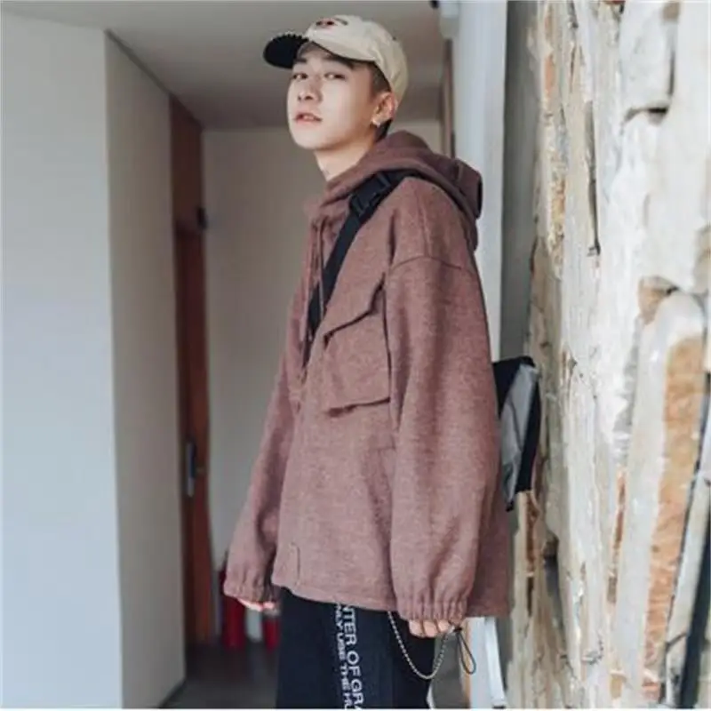 Мужская весенне-осенняя корейская модная повседневная куртка-пилот свободная толстовка с капюшоном пальто уличная хип-хоп панк homme верхняя одежда