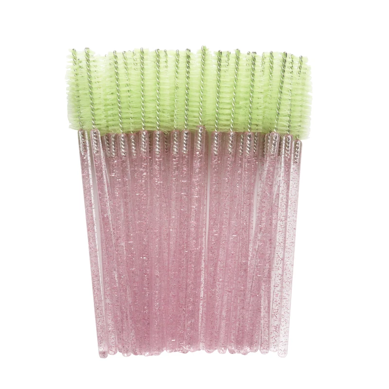 1000 шт одноразовые палочки для туши, аппликаторы, разноцветные кисти для туши, кисти для ресниц, бровей, косметические кисти, инструмент для макияжа - Handle Color: shiny br-pink green