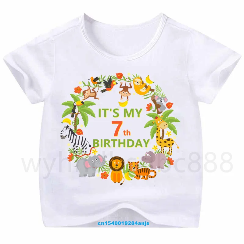 1-9 Kids Cartoon Animals Party Birthday Number Name Print T Shirt Children Animal Birthday T-shirts Boy&Girl Funny Gift Tshirt children's age t shirt	 Tops & Tees