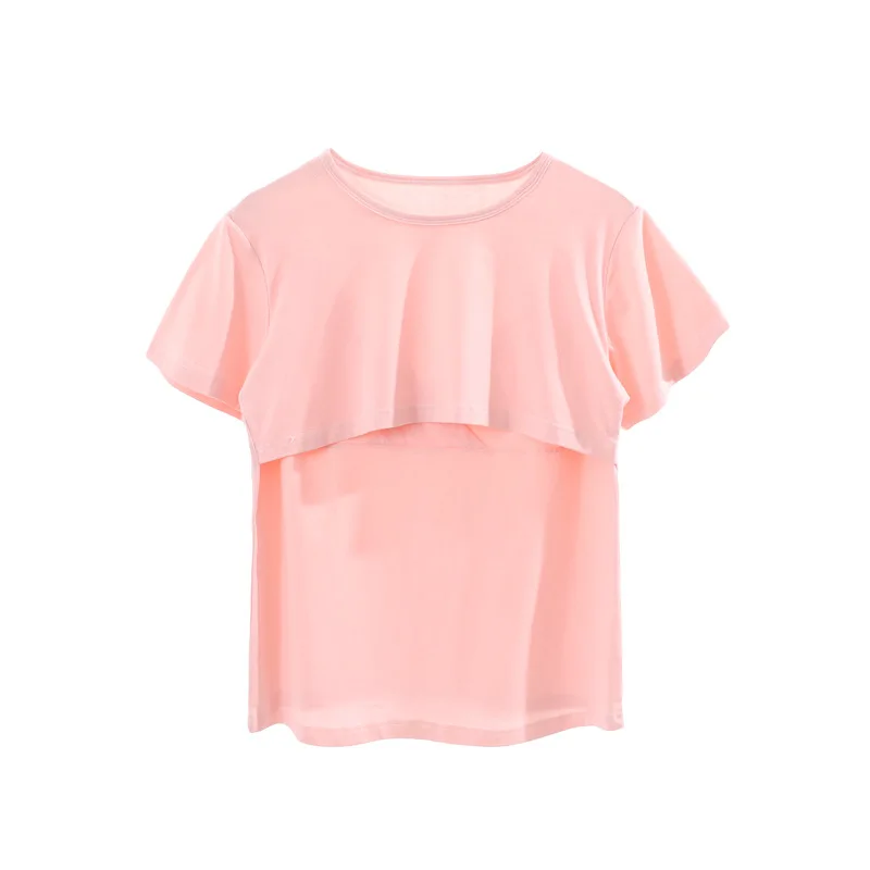 

Maternity Clothing Summer Fashion Casual Striped O Neck Short Nursing Top Breastfeeding Clothing For Pregnant Women