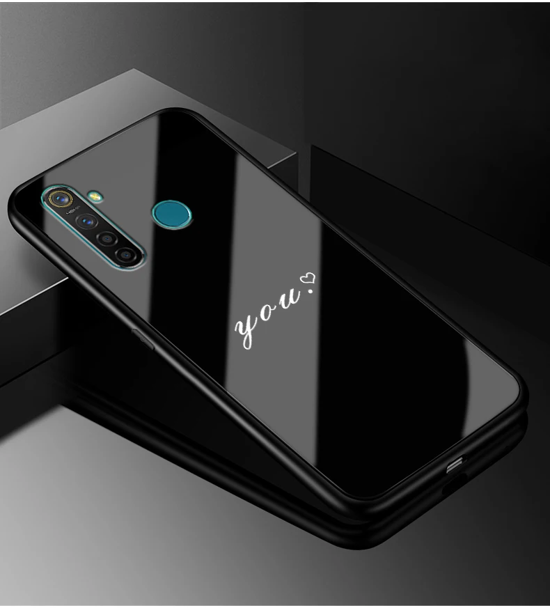 Для Oppo Realme 5 Pro Чехол Realme Q оргстекло PC чехол для телефона черный ТПУ бампер чехол для Oppo Realme 5 Pro Realme5 Pro rmx197