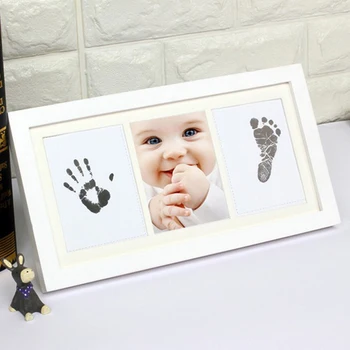 

DIY Handprint Standing Footprint Memory Book Photo Frame Baby Ink Pad Square Safe Gift Ornament
