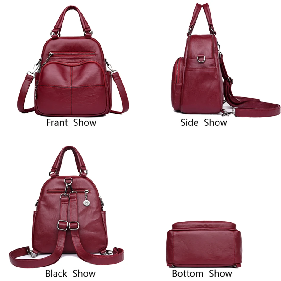  Multifunction Women Backpacks Female Shoulder Bag School Bags For Teenage Girls Designer Leather Wo - 33000274015