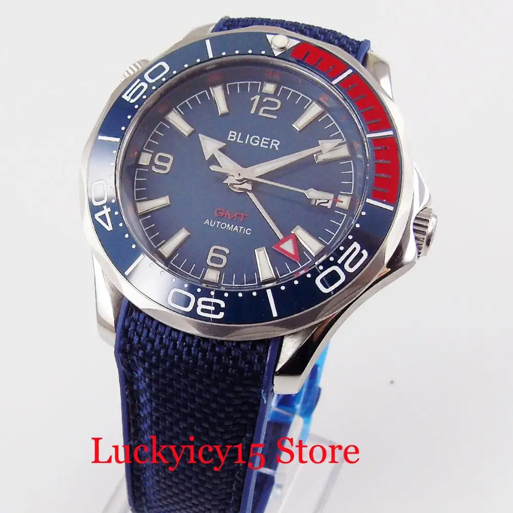 

Автоматический мужской ремень BLIGER 41 мм с синим циферблатом