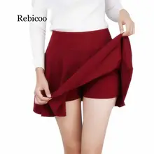 Rebicoo M-5XL, 10 цветов, женские плиссированные юбки с высокой талией, Летние супер эластичные мини юбки, Faldas Mujer Saias