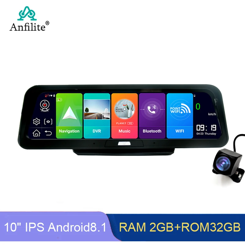 Видеорегистратор Anfilite ADAS Android 8 1 2 ГБ + 32 10 дюймов 1080P Wi Fi GPS