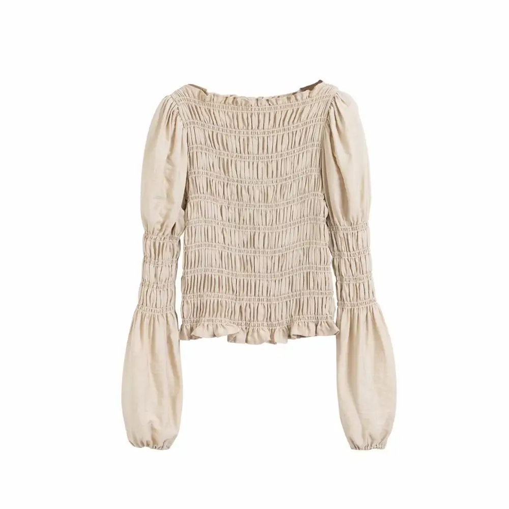 new women solid elastic slim smock Shirts blouses women puff sleeve pullover roupas agaric lace femininas chemise tops LS6468 new women solid elastic slim smock Shirts blouses women puff sleeve pullover roupas agaric lace femininas chemise tops LS6468
