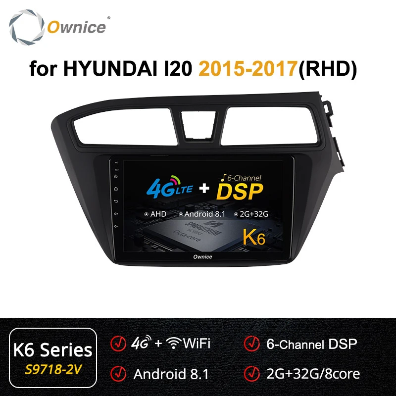S9718-2 K6 Ownice Android 9,0 Восьмиядерный 360 panorama K3 K5 K6 Автомагнитола стерео для hyundai I20-gps CD DVD плеер DSP 4G LTE оптический - Цвет: S9718-2 K6