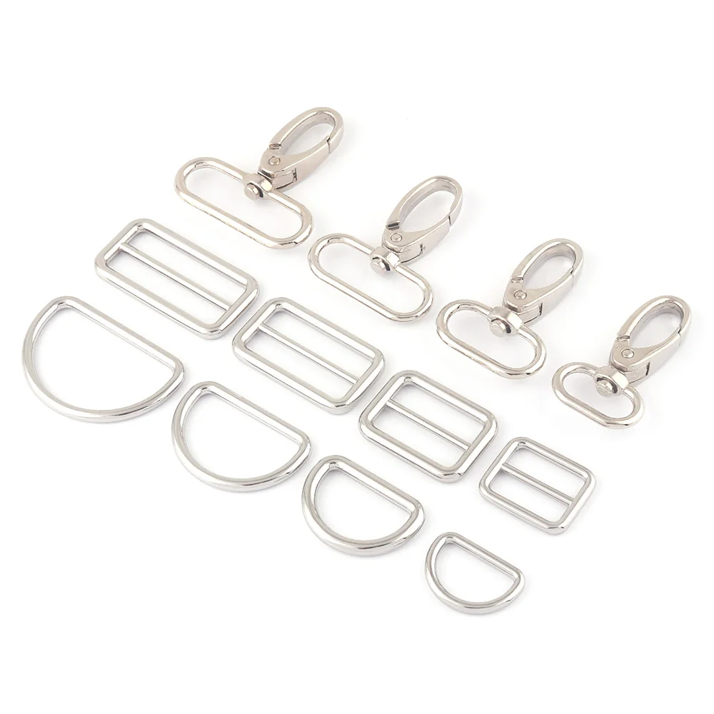 

20-38mm Silver Metal Swivel Claw Clasps,Dog Collar Hardware Adjuster Backpack Belt Strap Buckles Webbing Purse Slide D Ring DIY