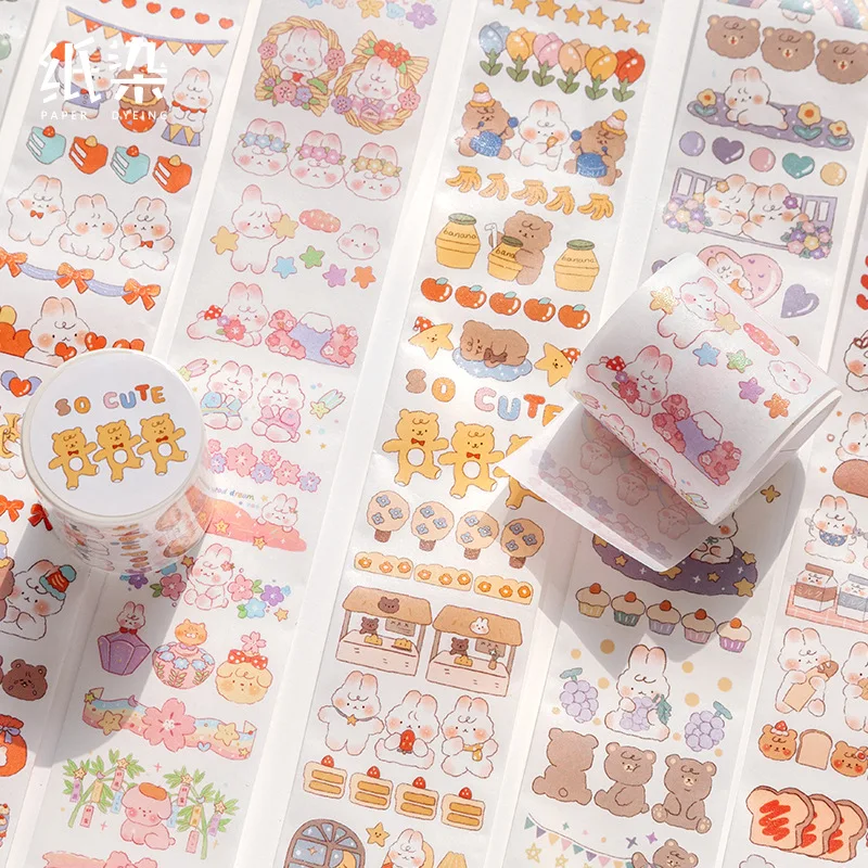 STOBOK Mini Cinta Washi de Dibujos Animados Set 45 Rollos Cinta de Papel Washi Papel de Impresión Cinta Washi Cinta Adhesiva Decorativa para Pascua DIY Scrapbook Diario Planificador 