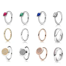 Новое высококачественное кольцо из стерлингового серебра 925 пробы, четыре цвета, циркониевые капельки, могут быть сложены, логотип для подарка на день рождения