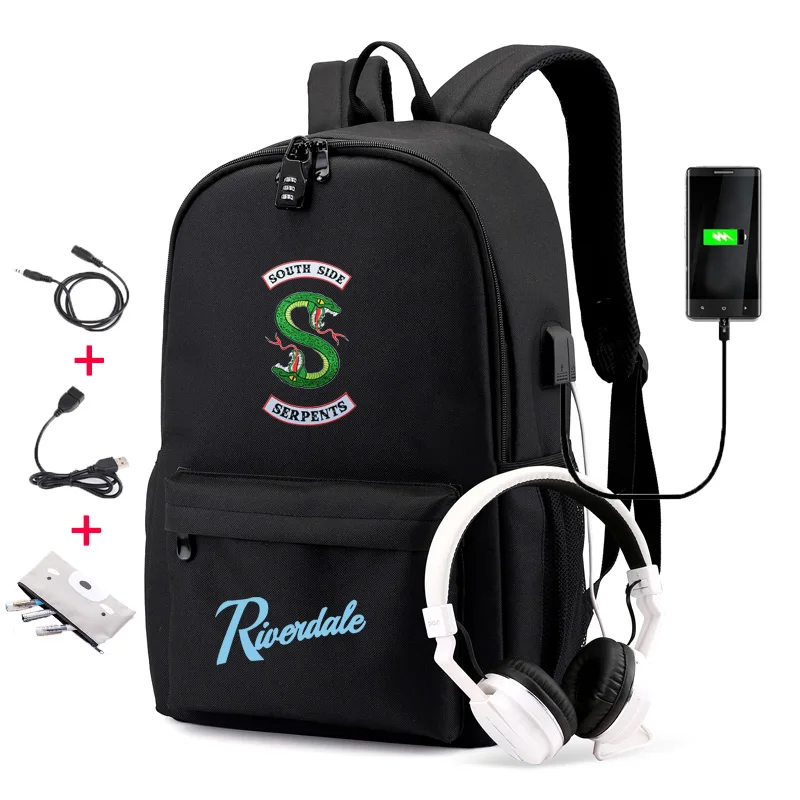 IMIDO ривердейл стиль рюкзаки для школы студентов обратно в школу мешок Usb зарядка большой емкости подростков ноутбук рюкзак - Цвет: Style A