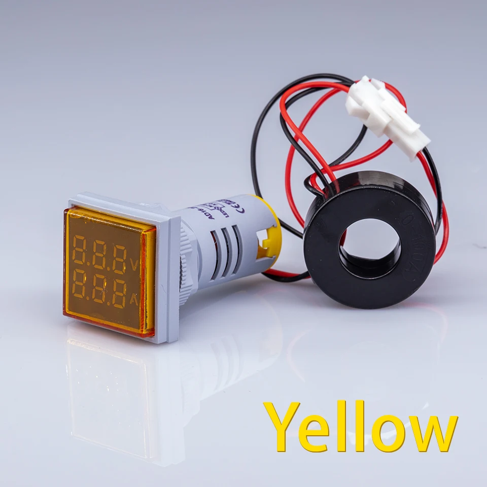 Voltmetro voltometro digitale AC 220 v 220v 500V da pannello 22mm giallo  tondo