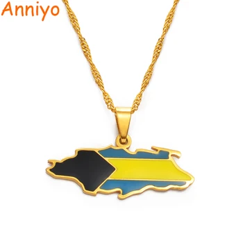 

Anniyo Bahamas Nassau Island Map Flag Gold Color Jewelry for Women Girls #157921