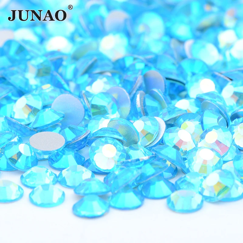 sewing material fabric JUNAO Wholesale ss6 ss8 ss10 ss12 ss16 ss20 ss30 Transparent AB Glass Flatback Rhinestone Non Hot Fix Strass Nail Crystal Stones sewing supply near me