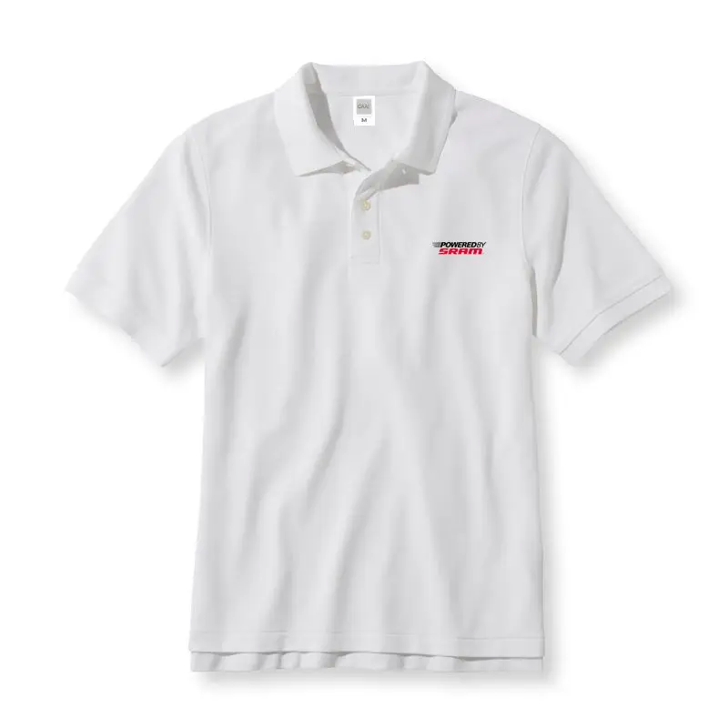 Powered By Sram Cotton Polo Shirts Men& Women Unisex Business& Casual Male MaleMan Polos Short Sleeve Solid New 96BTF - Цвет: White