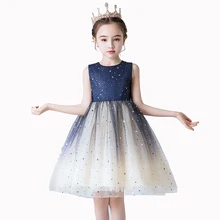 Рождественское праздничное платье для девочек, детское платье-пачка с блестками и звездами, праздничные платья принцессы для выпускного вечера, детская одежда для маленьких девочек
