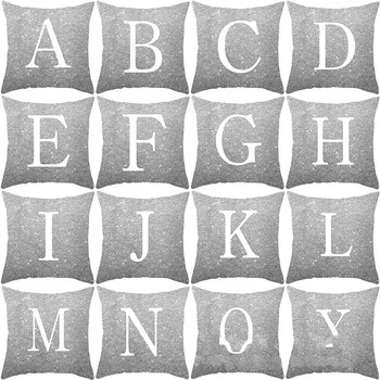 

Pillow Cover Cushion Covers Silver Velvet Letters Pillowcloth Decoration for Home Car Bed Sofa Living Room Napping