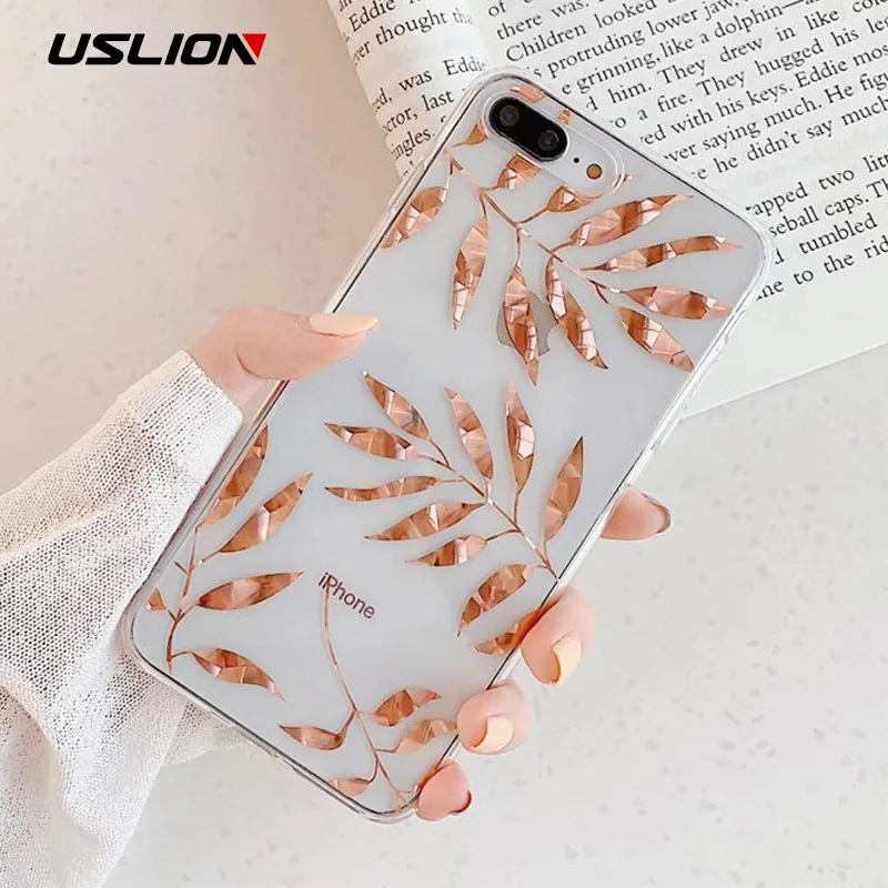 LACK Gold Plating Banana leaf Case for iphone 11 11Pro Max XS Max X XR 6 6S 7 Plus phone Case Luxury laser Back Cover Capa Coque