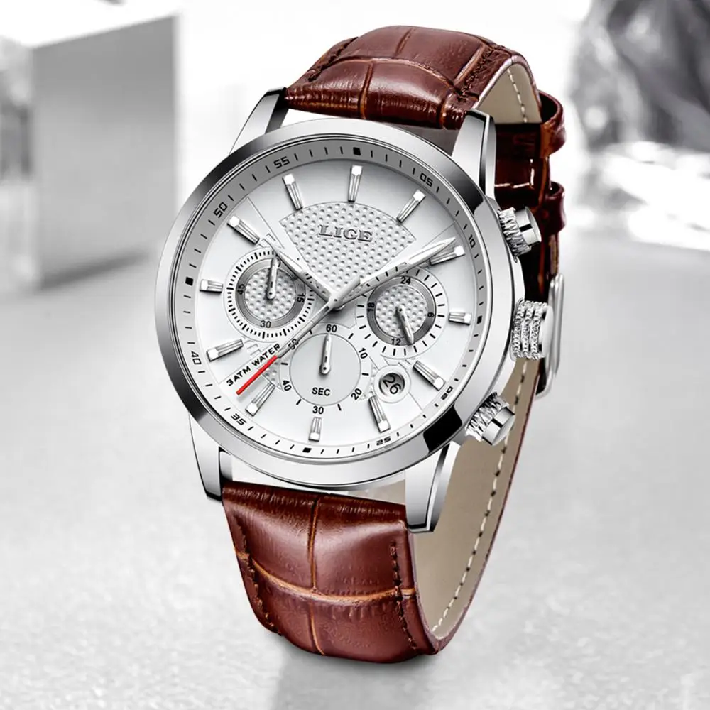 Mens Watch Chronograph Business-Clock Quartz Male Sport Waterproof Top-Brand Casual
