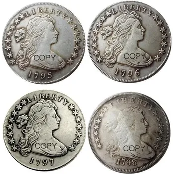 

US A set of(1795-1798) 4pcs Liberty Dollar Silver Plated Copy Coin