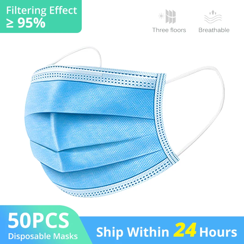

10-50 PCS Disposable Protective Masks 3 Layers Dustproof Facial Protective Cover Maldehyde Prevent Dust Masks